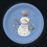 Country Christmas wynter snowman party Paper Plate<br><div class="desc">design by www.digiscrapkits.com</div>
