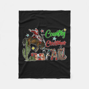 Country Christmas Y'all Cowboy Boots Merry Christm Fleece Blanket