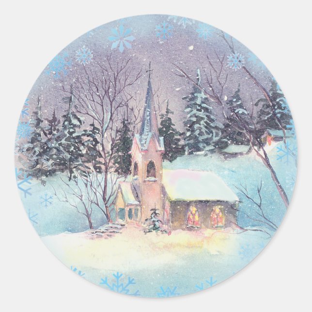 COUNTRY CHURCH by SHARON SHARPE Classic Round Sticker (Front)