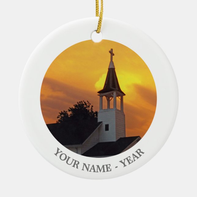 Country Church Ceramic Tree Decoration (Front)