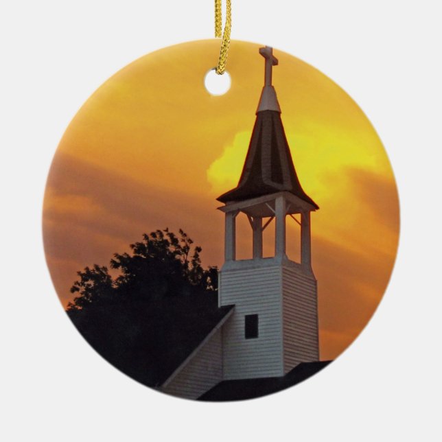Country Church Ceramic Tree Decoration (Front)