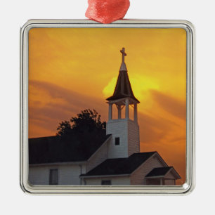 Country Church Metal Tree Decoration