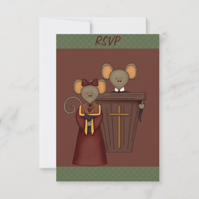 Country Church Mice RSVP Cards (Front)