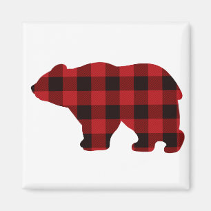 Country classic red and black plaid Bear Magnet