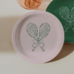 Country Club Courtside Racquet Tennis Birthday Paper Plate<br><div class="desc">Serve up a stylish celebration with our Courtside Tennis Birthday plates,  inspired by classic country club aesthetics and simple tennis charm. This design is perfect for tennis lovers of any age,  from kids’ birthdays to milestone celebrations,  bachelorettes and so much more.</div>