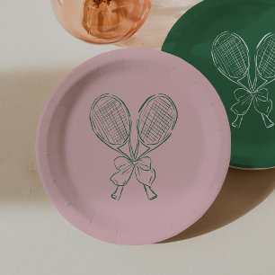Country Club Courtside Racquet Tennis Birthday Paper Plate