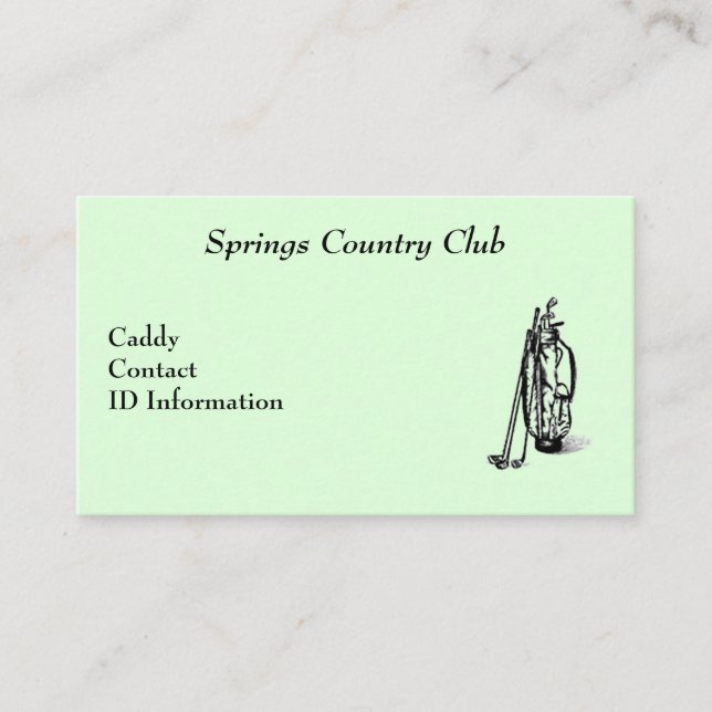 Country Club Golf Caddy Card (Front)