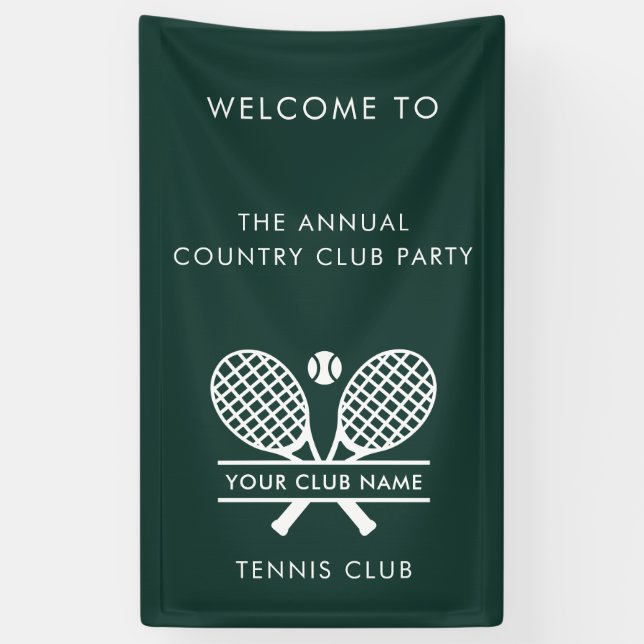 Country Club Name Tennis Team Events Green Custom Banner (Vertical)
