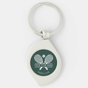 Country Club Name Tennis Team Green Custom Key Ring