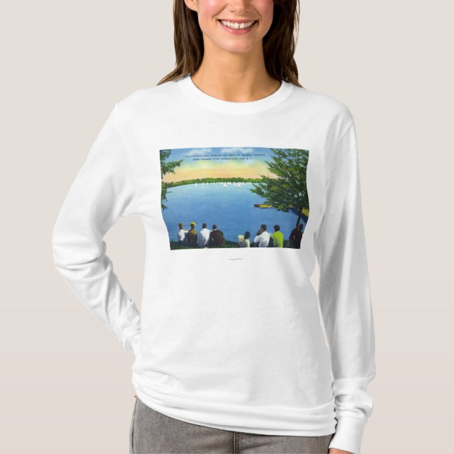 Country Club View of Sailboat Regatta on Lake T-Shirt (Front)