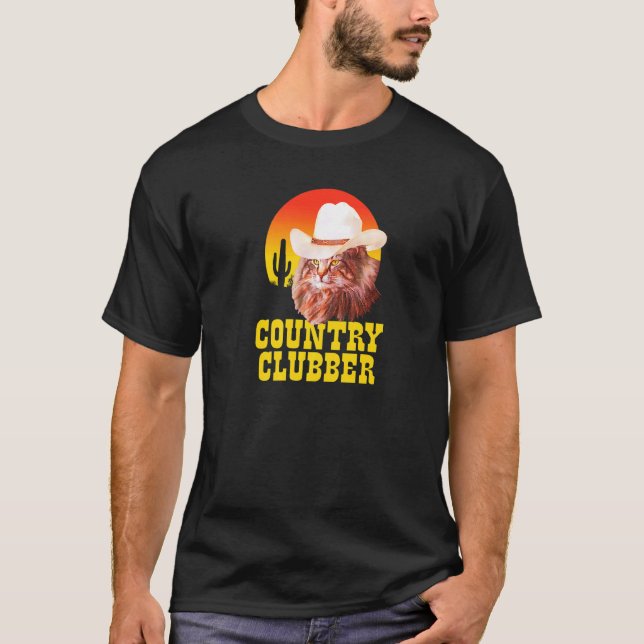 Country Clubber Cowboy Hat Cat  Country Western Mu T-Shirt (Front)