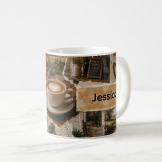 Country Coffee Scene Scrapbook Collage Custom Name Mug
