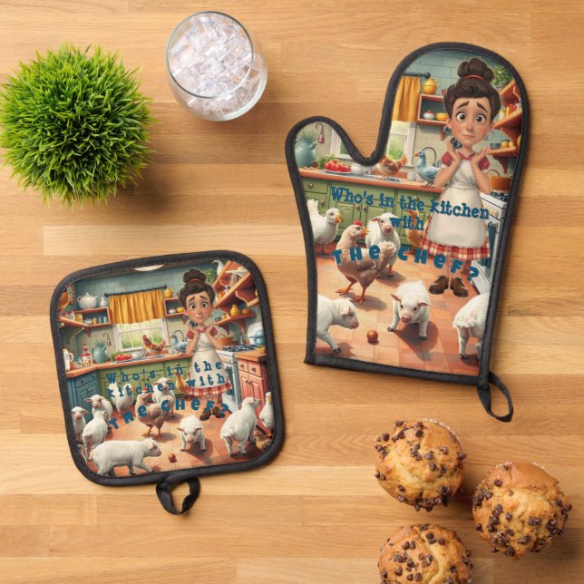 Country Cosy Oven Mitt & Pot Holder Set (Top Down)