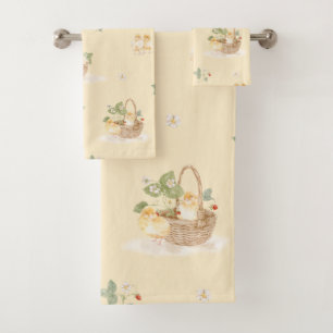 Country Cottage Baby Chicks Basket Bath Towel Set