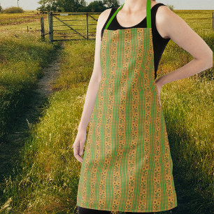 Country Cottage Brown Green Yellow Sunflowers Apron