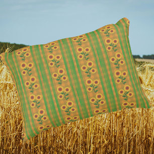 Country Cottage Brown Green Yellow Sunflowers Decorative Cushion