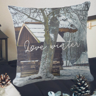 Country cottage in the snow cushion