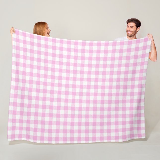 Country Cottage Pink Plaid Fleece Blanket (In Situ)