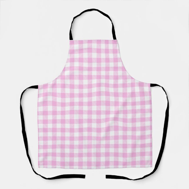 Country Cottage Pink Plaid Kitchen Apron (Front)