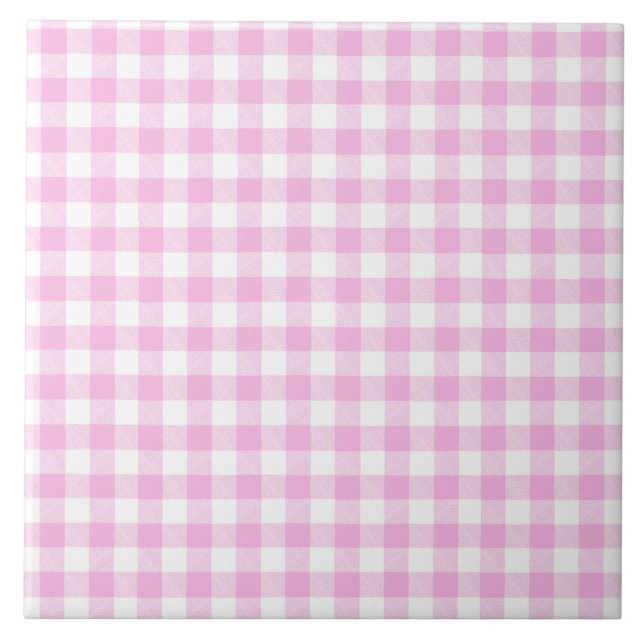 Country Cottage Pink Plaid Kitchen Tile (Front)