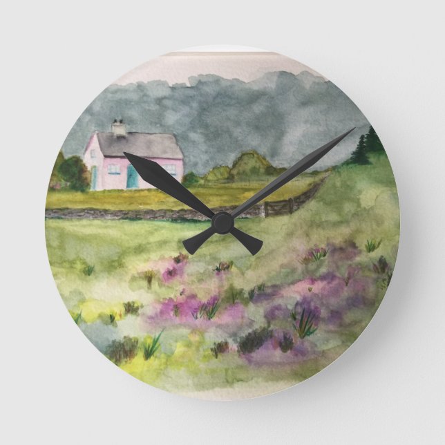 Country Cottage  Round Clock (Front)