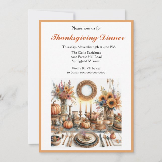 Country Cottage Thanksgiving Dinner  Invitation (Front)