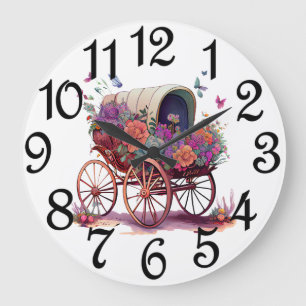 Country Covered Wagon  Large Clock