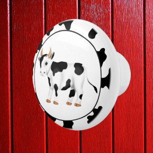 Country Cow cartoon ceramic knob