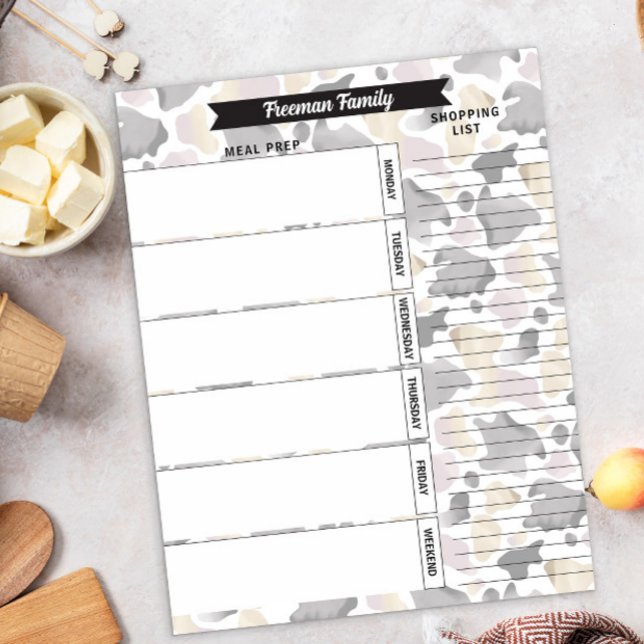 Country Cow Print Meal Planner & Shopping List Notepad (Creator Uploaded)