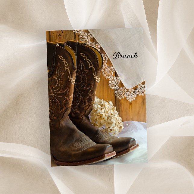Country Cowboy Boots and Lace Post Wedding Brunch Invitation (Creator Uploaded)