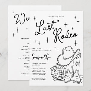 Country Cowboy Boots Last Rodeo Bachelorette Party Invitation