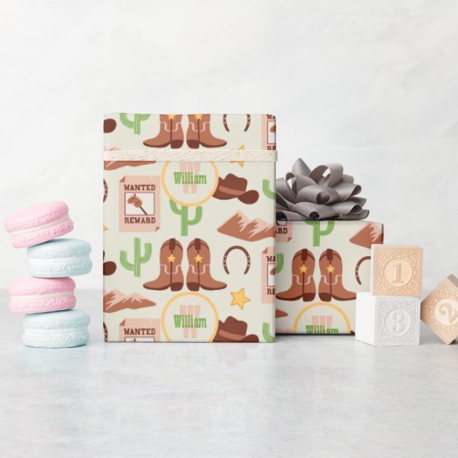 Country Cowboy Boots Stick Horse Desert Western Wrapping Paper (Baby Shower)