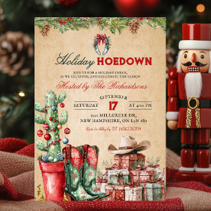 Country Cowboy Christmas Holiday Hoedown Party Invitation