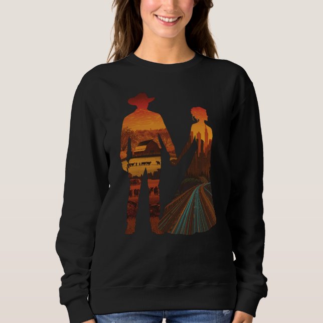Country Cowboy & City Girl Silhouette Sweatshirt (Front)