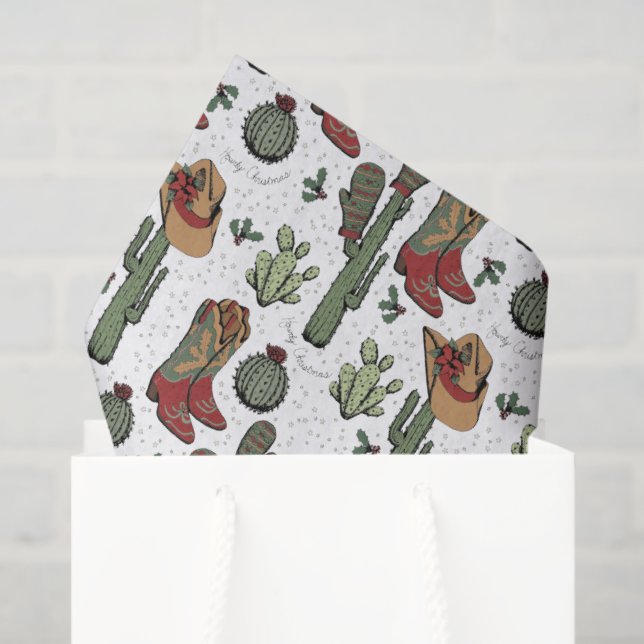 Country Cowboy Howdy Christmas Tissue Paper (Gift Bag)