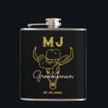 Country Cowboy Personalised Groomsmen Monogram Hip Flask<br><div class="desc">Personalised gifts for groomsmen with old western cowboy theme. Decorated with cowboy hat with vintage western font. Text and background colour are editable using the Design Tool to fit your occasion. Get this customise gift for wedding,  bachelor party,  engagement party or any other special occasions.</div>