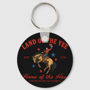 Country Cowboy Rodeo Patriotic Usa Western Land Of Key Ring