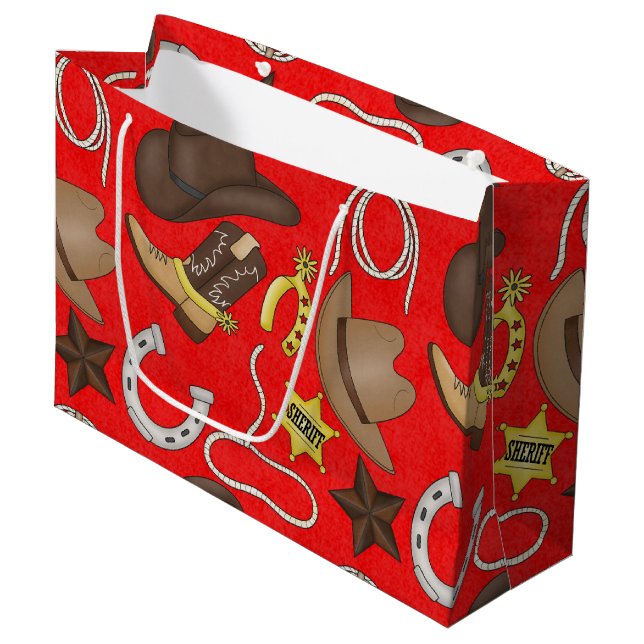 Country Cowboy Western large gift bag (Front Angled)