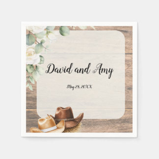 Country Cowboy Western Wedding Cocktail Napkin