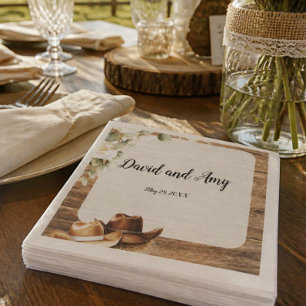 Country Cowboy Western Wedding Cocktail Napkin