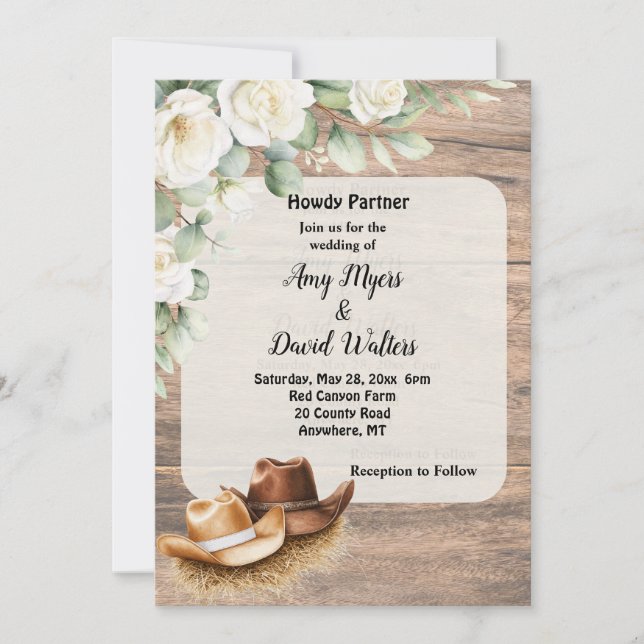 Country Cowboy Western Wedding Invitation (Front)