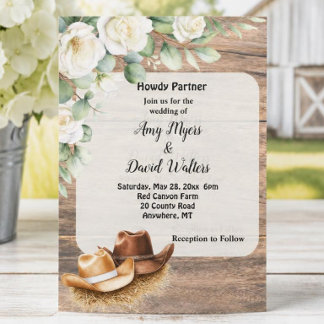 Country Cowboy Western Wedding Invitation
