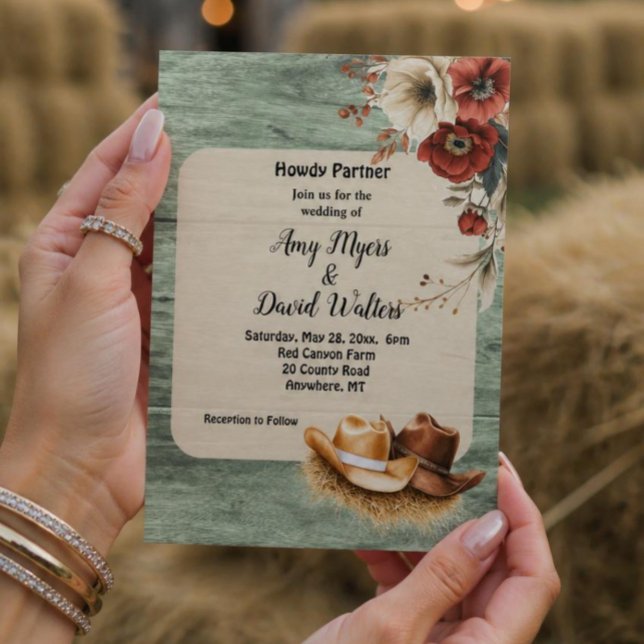 Country Cowboy Western Wedding Invitation (rust) (Creator Uploaded)