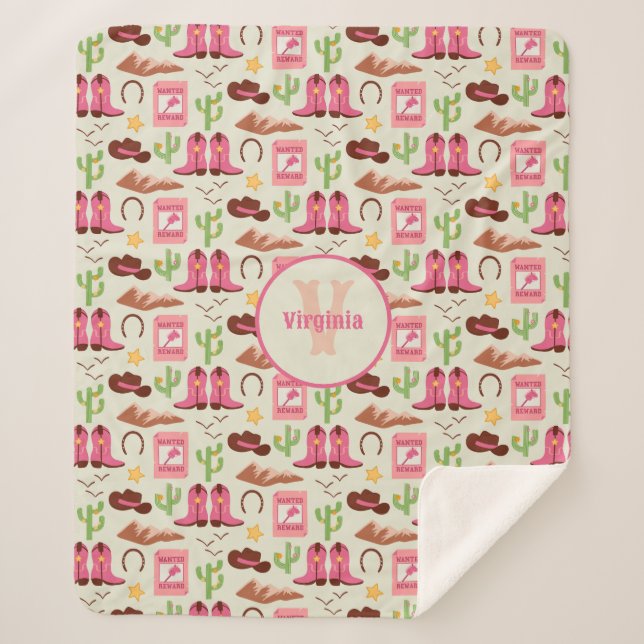 Country Cowgirl Boots Adorable Stick Horse Western Sherpa Blanket (Front)