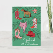 Country Cowgirl Christmas Folded Greeting Card