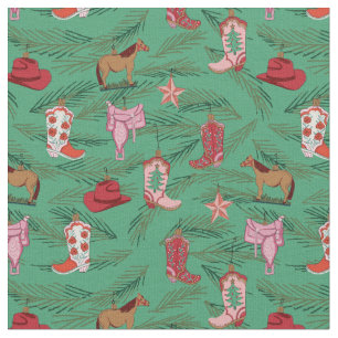 Country Cowgirl Christmas Ornaments Fabric