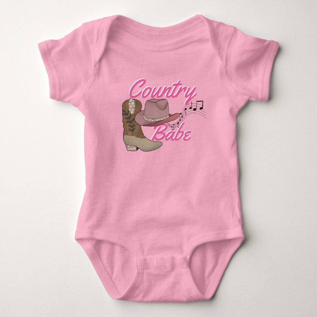 Country Cowgirl Rustic Music Southern Chic Hat Baby Bodysuit (Front)