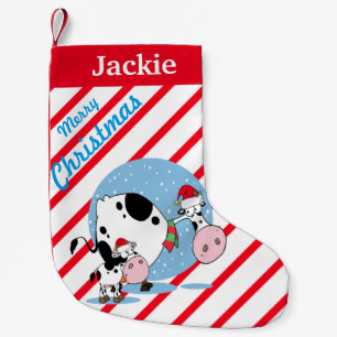 Country Cows With Santa Hats Christmas Stocking