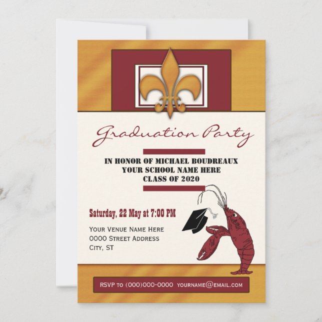 Country Crawfish Graduation Party Invitation (Front)