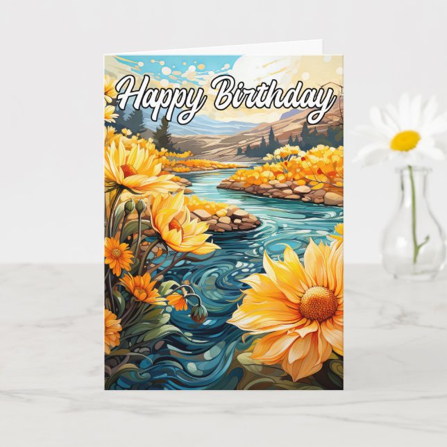 Country Creek In Early Spring | Happy Birthday Card (Small Plant)